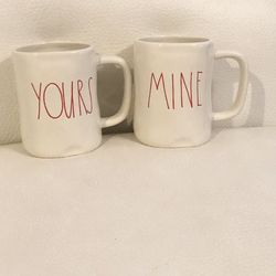 RAE DUNN Artisan Collection Mugs. MINE & YOURS  Set