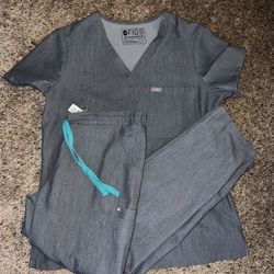 Figs Women’s Scrub Set Graphite Size S/P Yola Skinny And Catarina Top PO1455