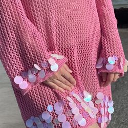 Handmade Beach Dress - Sequin Crochet Dress | Boho Beachwear