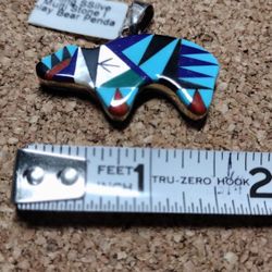 Multiple Gemstones In Reversible Handmade Bear Pendant