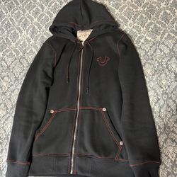 Black And Red True Religion Zip Up