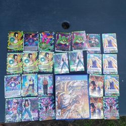 24 DBZ Cards Holo Glowing Only. Android 17 & 18 frizar & Manji buu. With Dragon Ball Z Game Can work PS5 PS4. $180! Or Best Offer For all. Trade are w