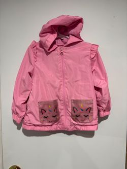 Wonder Nation Pink Hooded Jacket with Unicorn Pockets, Size 3T
