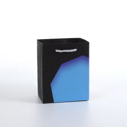 BEROIA Premium Gift Bags – 12 Pack – Black Geometric – Size S – 4.7×3.1×5.9 in – 210 GSM