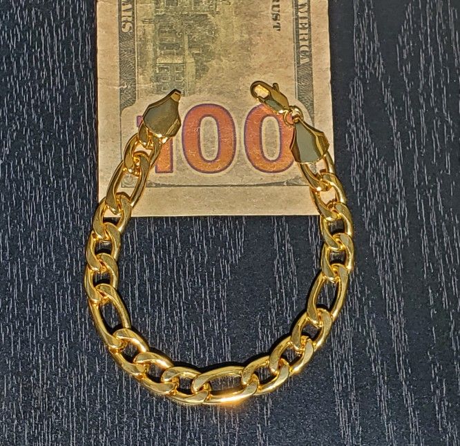 Men's 8 Inch Gold Filled Figaro Curb Chain Bracelet 10MM