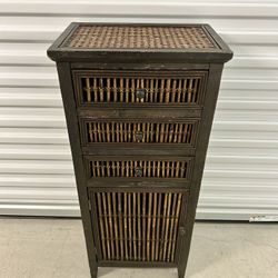 Solid Wood/Bamboo/Rattan Storage Cabinet (3 Ft 2 Tall)