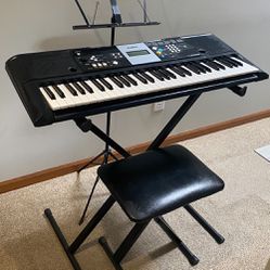 Yamaha keyboard With Stand, Seat, Music holder