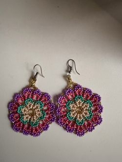 Handmade Beaded Mandala Drop Earrings