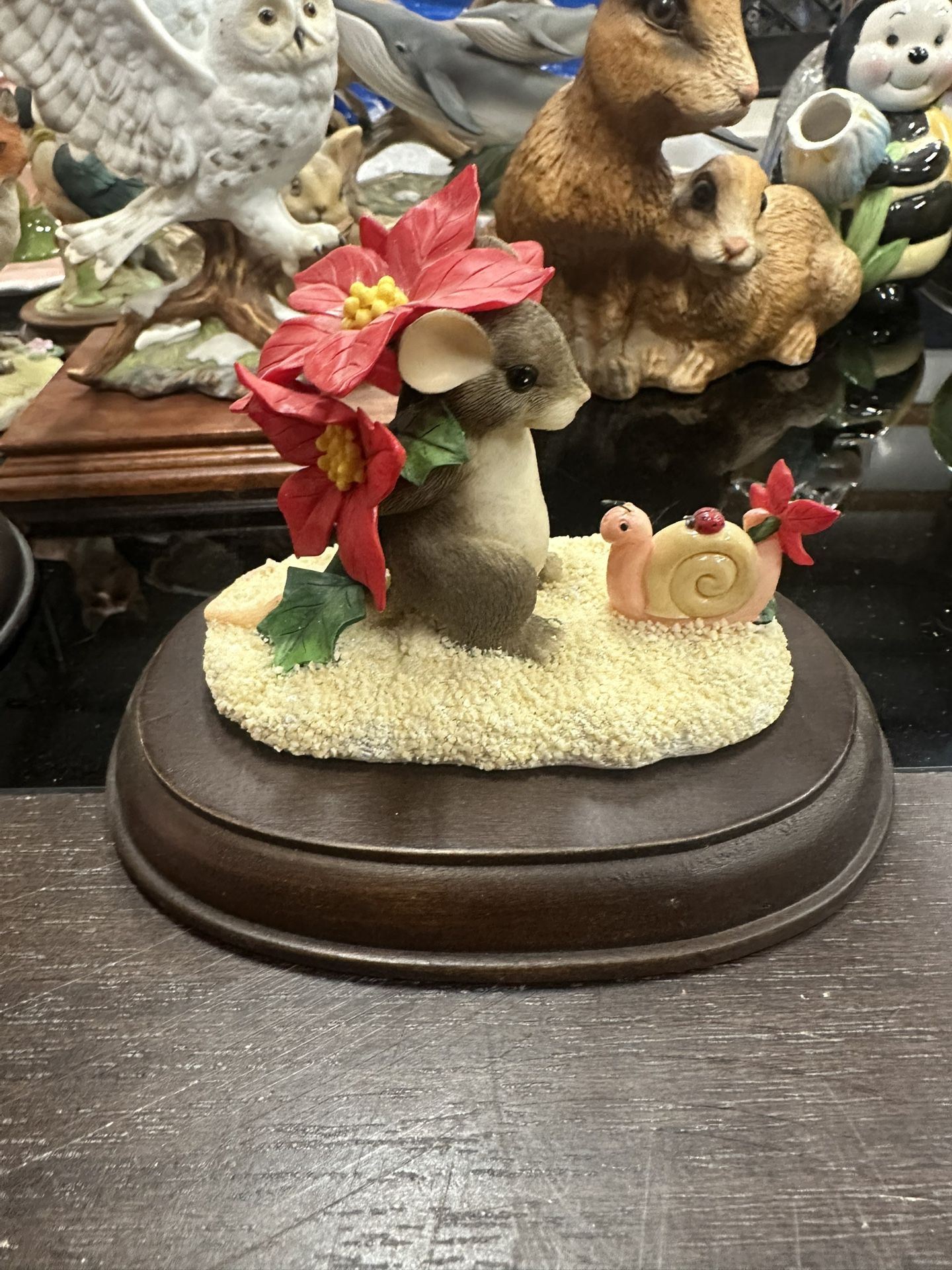 Vintage Fits And Floyd Charming Tails Happy Holiday Bouquet Mouse W Poinsettia