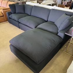 Black Linen Modular Sectional / 4pc