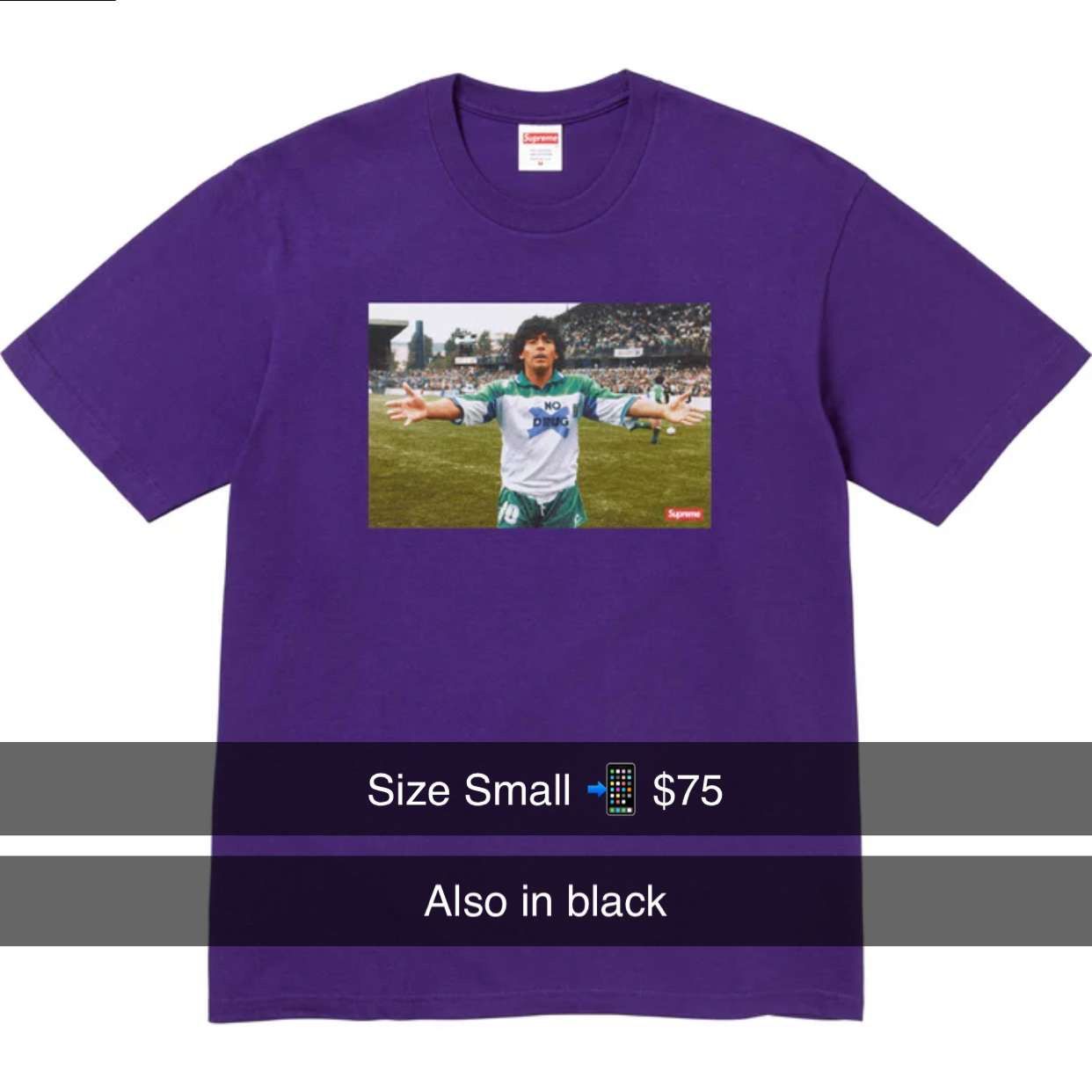 Supreme Maradona Shirt! Black and Purple Size Small