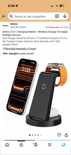 Anlmz 3-in-1 Wireless Charging Station Black