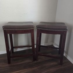 Brown Leather Bar Stools
