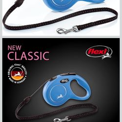 FLEXI New Classic Cord Retractable Dog Leash for Small Dogs up to 26 lbs. – 16 ft., Blue | Tangle-Free Pet Walking Leash with One-Handed Brake