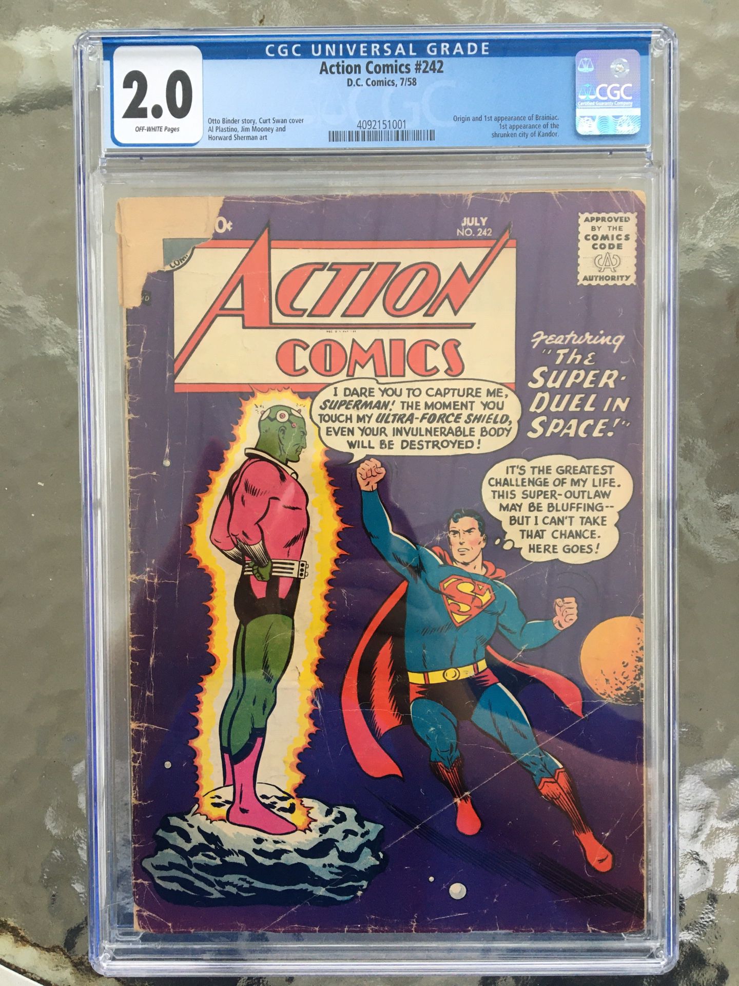 Action Comics #242 (1958) CGC 2.0 - 1st & origin Of Brainiac; 1st City Of Kandor