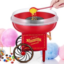 FOHERE Cotton Candy Machine for Kids, Countertop Cotton Candy Maker Homemade Candy Sweets for Birthday Parties, Includes a Scoop and 10 Candy Cones, R