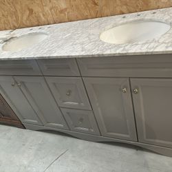 60” Bathroom Cabinet With Top Light Grey Vanity