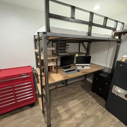 Custom Fabricated twin loft bed with desk