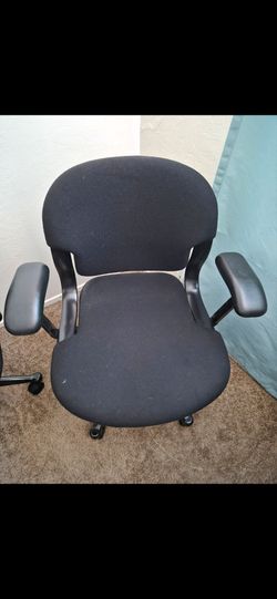 Black Fabric Office Chair with Armrests
