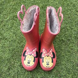 Kids Size 11/12 Disney Minnie Rain Boots Snow Waterproof