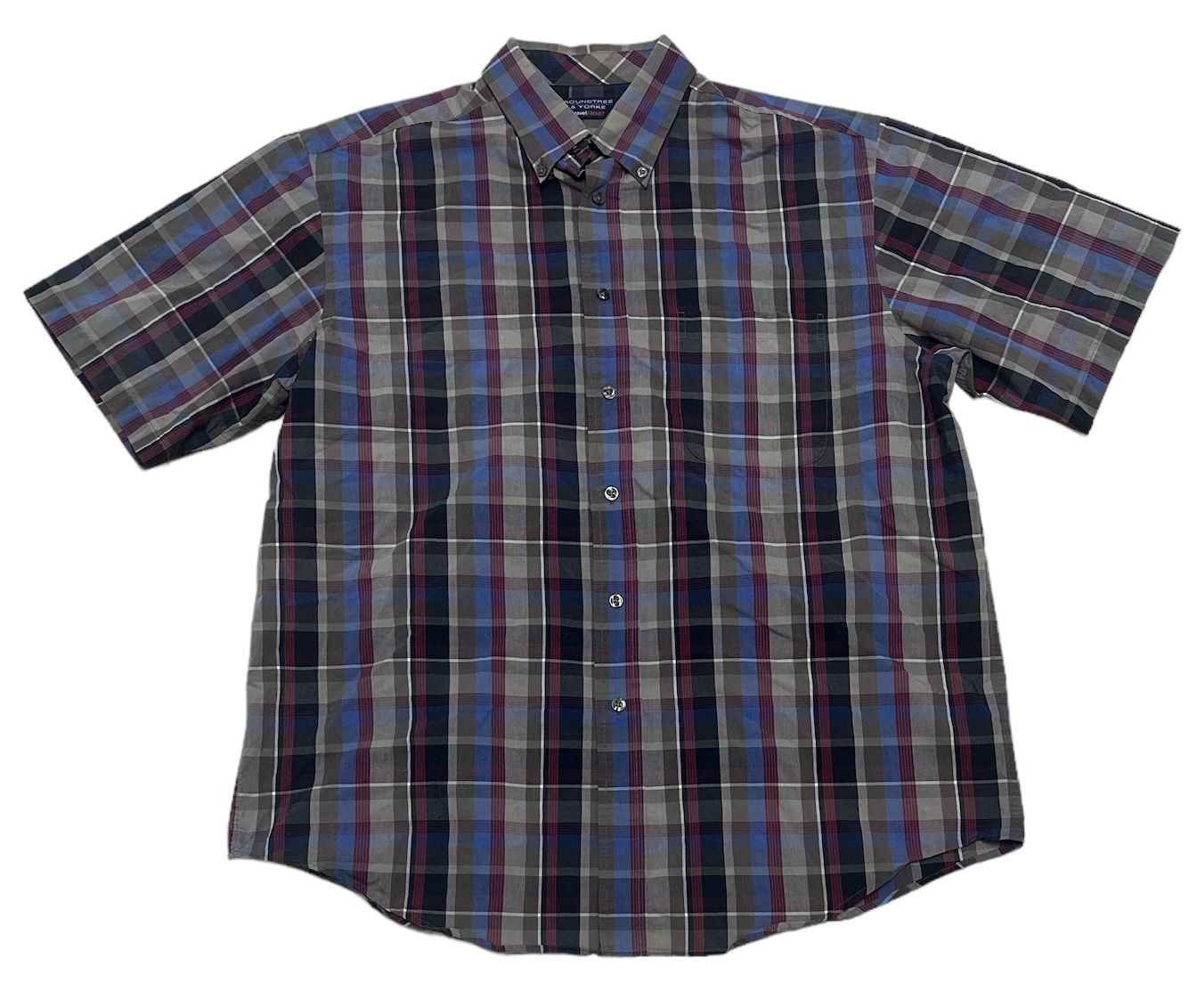 Roundtree & Yorke Button Down Shirt Men’s L Multicolor Plaid Travel Smart Preppy