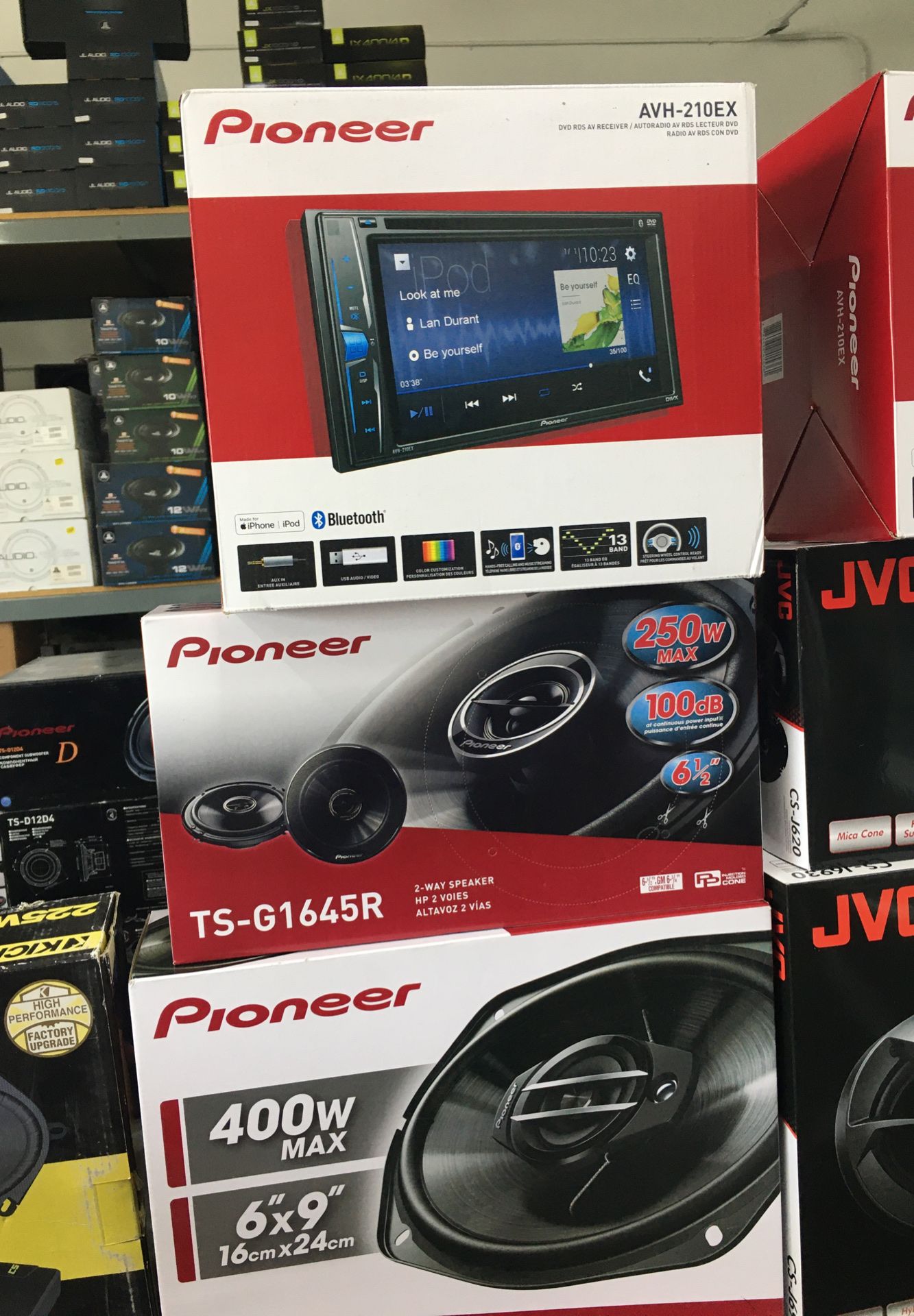 PIONEER BUNDLE PACKAGE Pioneer double din stereo radio AVH-210EX cd dvd Bluetooth touch screen 2-din 6.5” 6 1/2 inch speakers 6x9 6”x9”