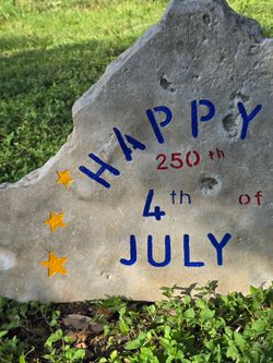 Handmade one-of-a-kind "Happy 250th 4th of July" Patriotic Freedom Garden Patio Porch Deco Celebration Stone💙