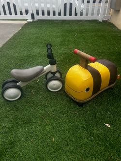 Toddler bike, ride on bee, stationary car