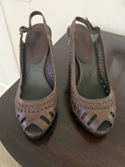 Cathy Jean Brown Leather Sling Back High Heels