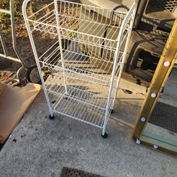 3-Tier Rolling Storage Cart – White (Wheels Work)