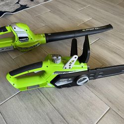 Earthwise leaf blower and chainsaw 