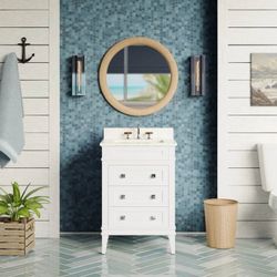 24” Carrara Marble White Bathroom Vanity – $1,049 Retail – Delivery Available
