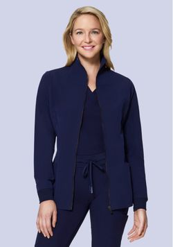 Size S Women's Mandala Modern Scrub Jacket Navy blue