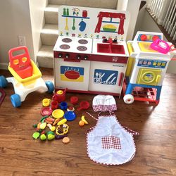 Adorable Lot Of Kids Pretend Play Kitchen, Washer/Dryer, Shopping Cart, Play Food & More! ($45 For All)