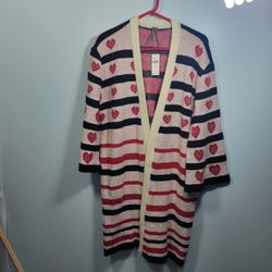 Anthropologie Oversized Cardigan Sweater Featuring a Heart Pattern Size M 41(contact info removed)