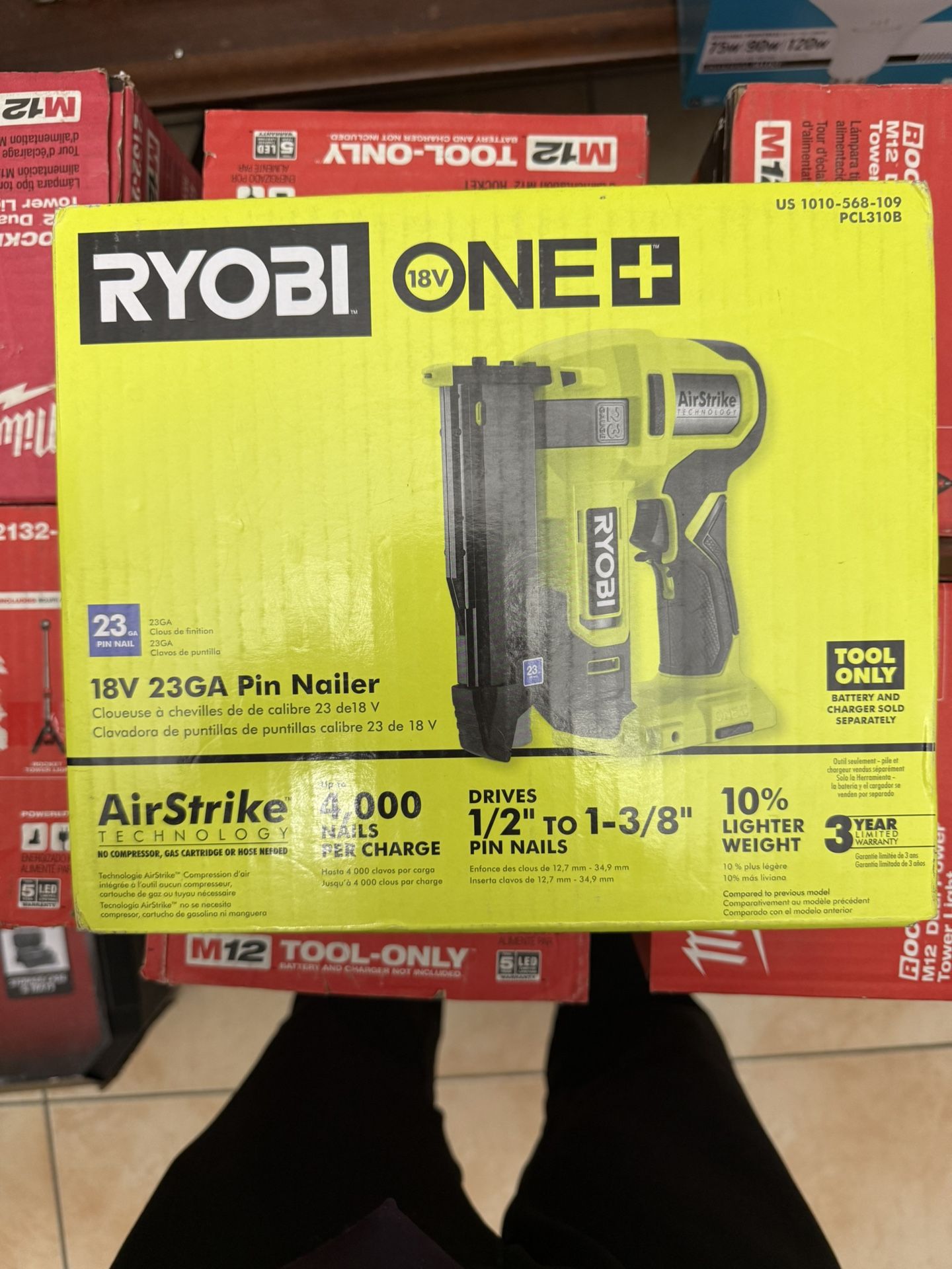 RYOBI ONE+ 18V Cordless Airstrike 23-Gauge Pin Nailer (Tool Only)