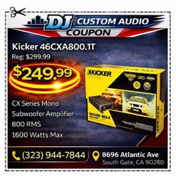 Kicker 46CXA800.1T Mono Subwoofer Amplifier CX Series 1600 Watts CXA800.1 🚨 Payment Options Available 🚨 No Credit Needed 🚨 