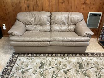 Tan Leather Loveseat Sofa
