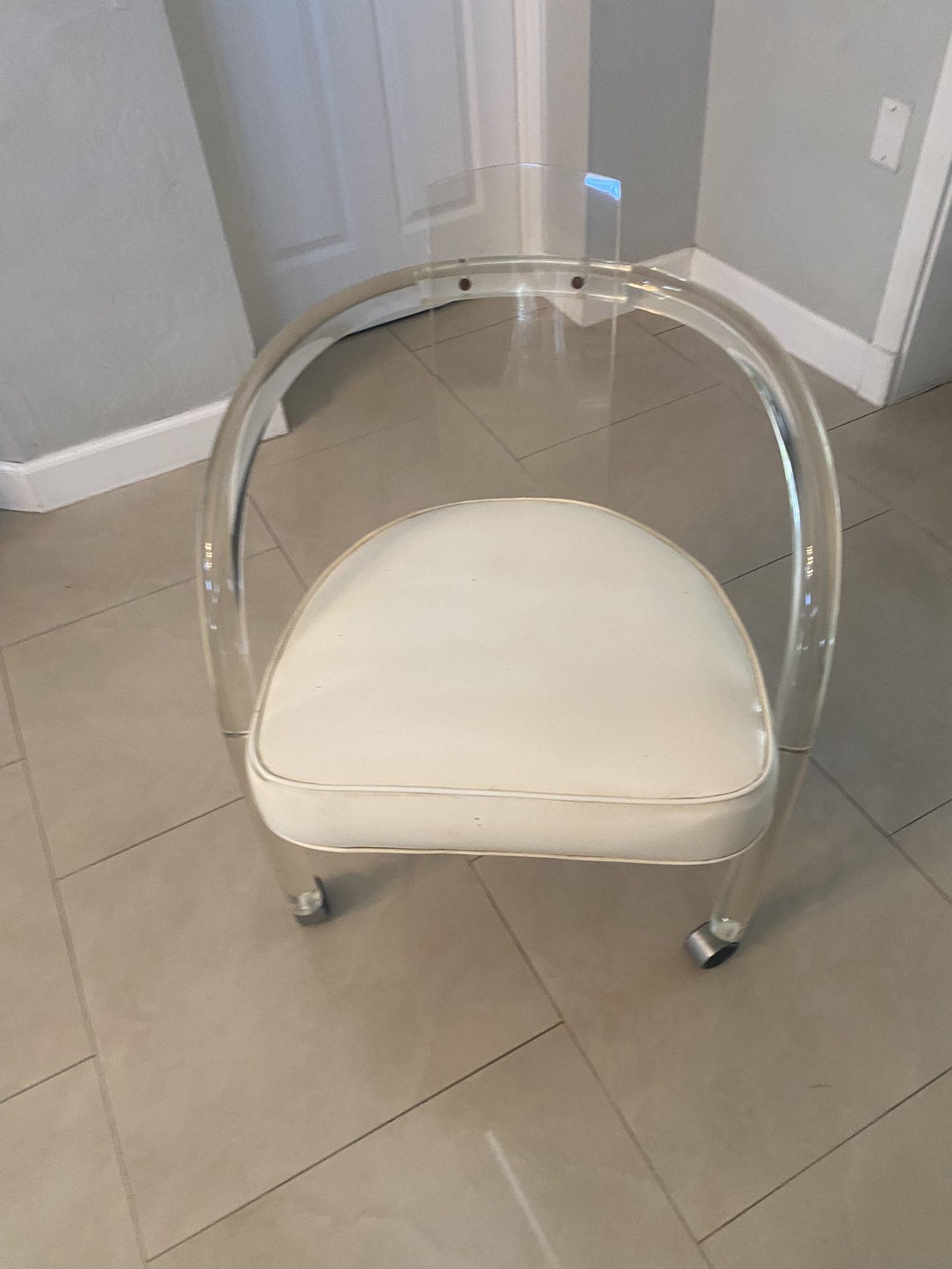 Mid-Century Lucite Acrylic Rolling Chair