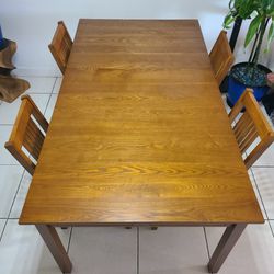 Wooden Table with Removable Sections, 4 Chairs