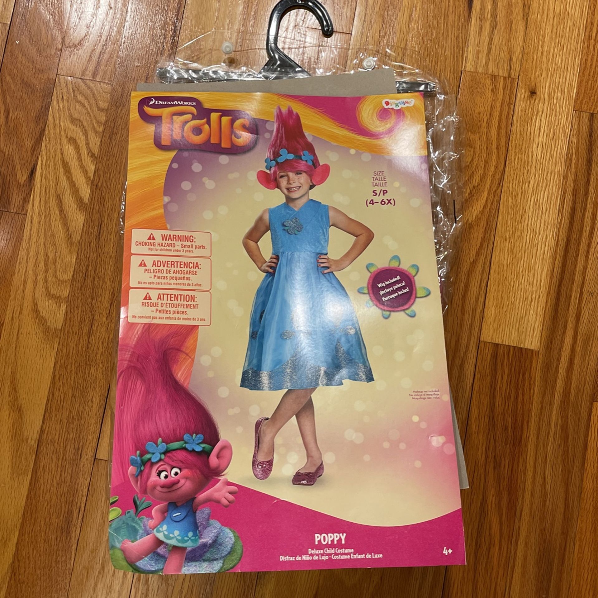 Trolls Poppy costume Youth Small 4-6X Wig Included 