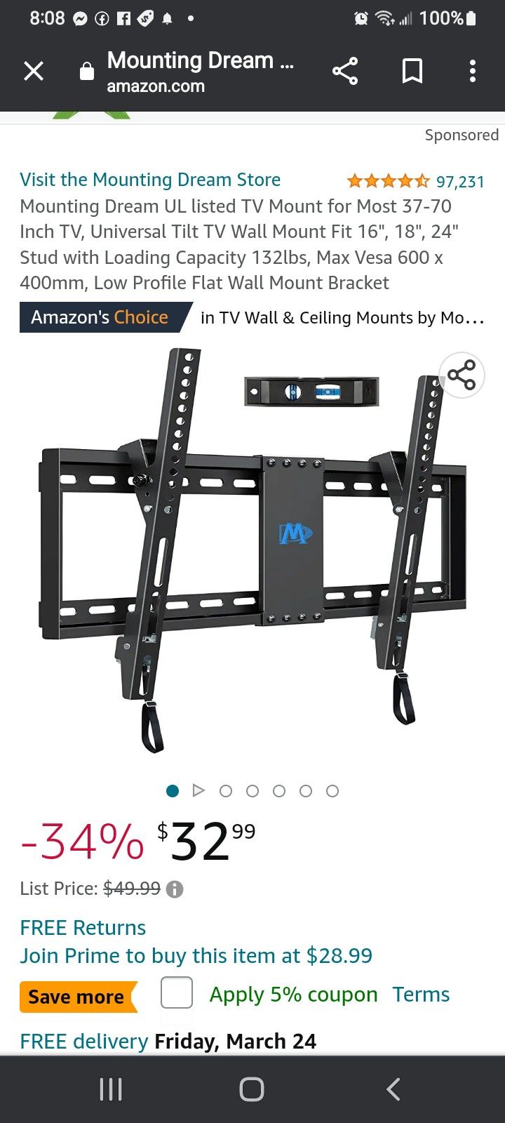 Tv Mount Up To 75 Inches,  Brand New. Can Also  Mount Your TV For Just $35