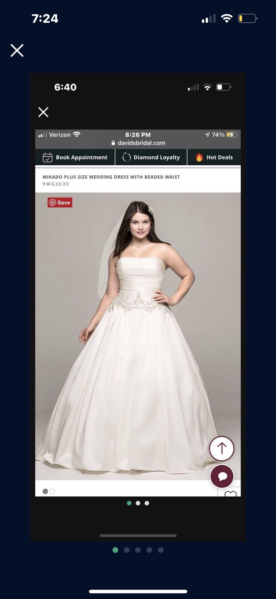 NEW : David's Bridal Mikado Plus Size Wedding Dress with Beaded Waist color  : Ivory size : 22W $295 OBO - greenwatershopping.com