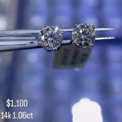 1ct DE Color VS Lab grown Diamond Solitaire Earrings