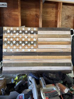 Wood Hand Made Washed American Flag Wall Decor 44inLx30inW