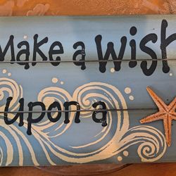'Make A Wish Upon A Star' Wood Starfish Wall Art