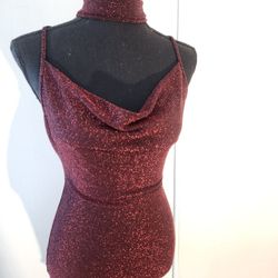 Elegant Burgundy Glitter Dress