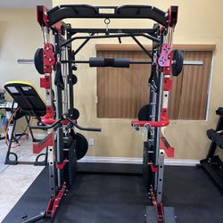 Smith Machine 200 | Adjustable Bench | 245lb Cast Iron Olympic Weights | 7ft Olympic Bar | Fitness | Gym Equipment | FREE DELIVERY/INSTALLATION 🚚 🛠️