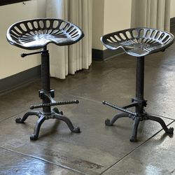 2 Vintage Industrial Tractor Seat Bar Stools