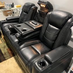  Big Sale | Black Color Party Time Power Reclining Sofa , Reclining Loveseat | Color options | Sameday Delivery 🚚